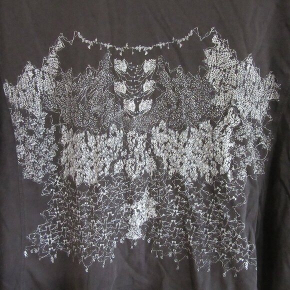 MILLO Black Gothic Grunge Boho S Short Sleeve Relaxed Cotton Top - Picture 2 of 5